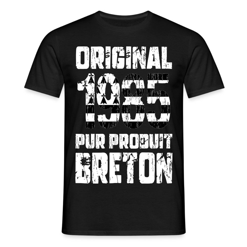 T-shirt Homme - Anniversaire 40 Ans - Original 1985 - Pur produit Breton - noir