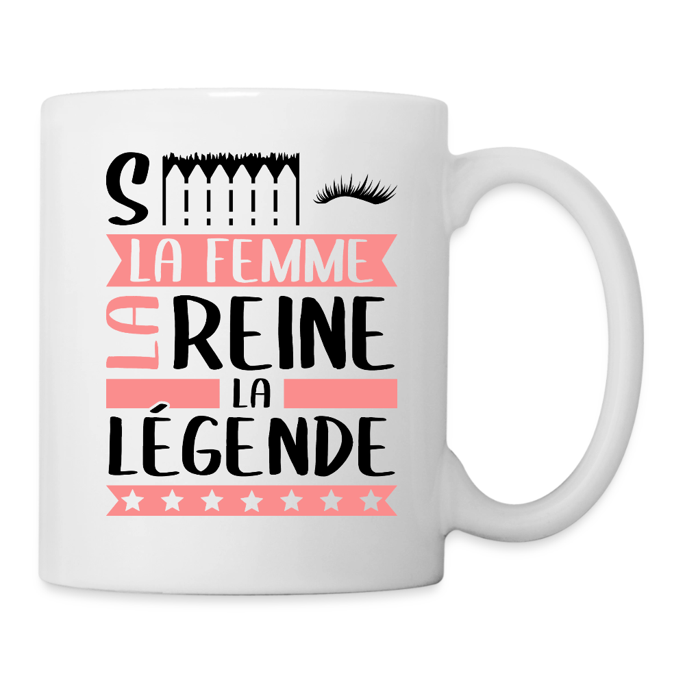 Mug blanc Cécile rébus – La femme, la reine, la légende - blanc