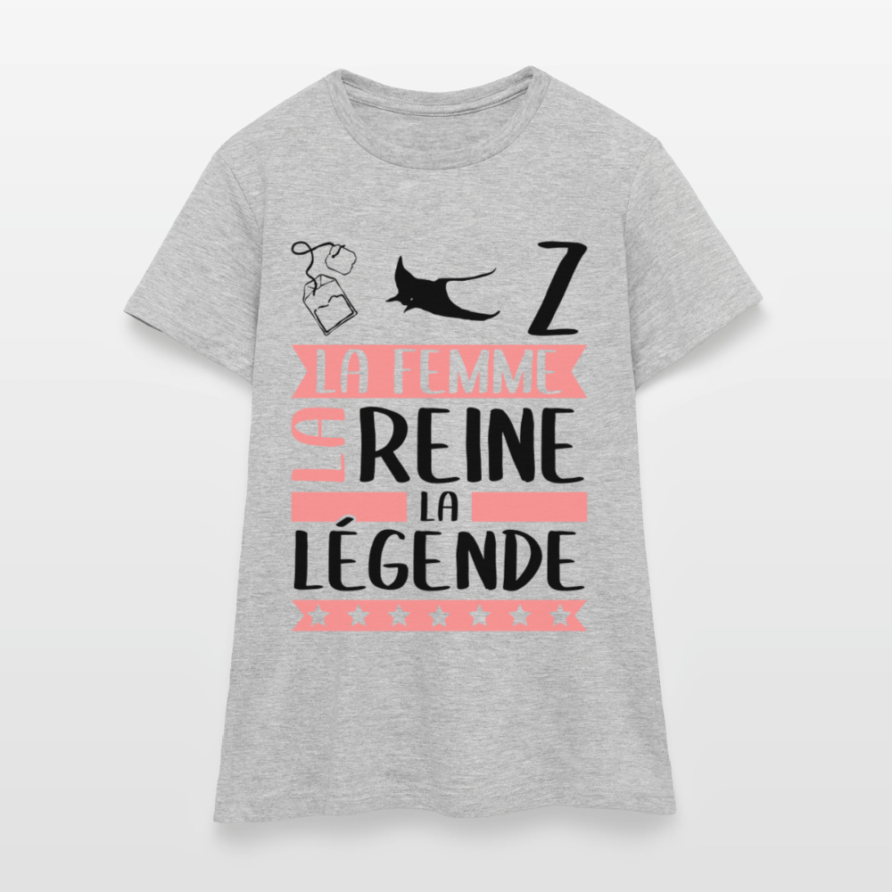 T-shirt femme coloris clair Thérèse en rébus – La femme, la reine, la légende - gris chiné