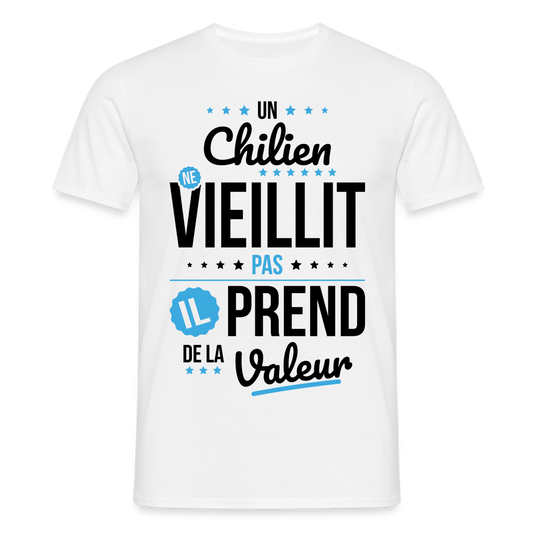 T-shirt Homme - Un Chilien ne vieillit pas - blanc