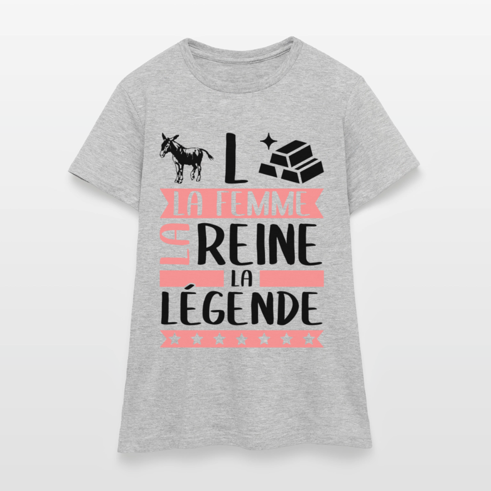 T-shirt femme coloris clair Anne-Laure rébus – La femme, la reine, la légende - gris chiné