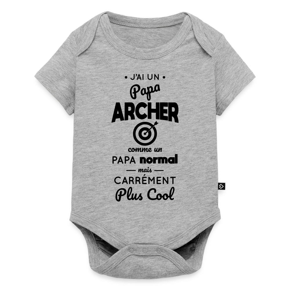 Body Bébé bio manches courtes - J'ai un papa archer - gris chiné