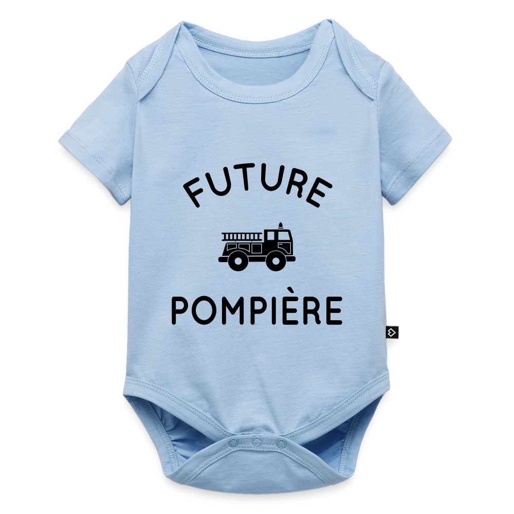 Body Bébé bio manches courtes - Future pompière - bleu clair