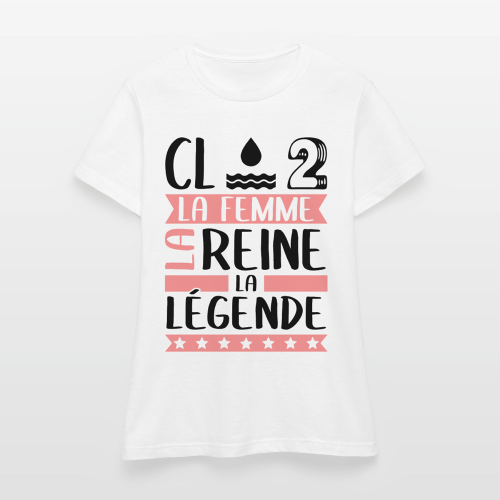 T-shirt femme coloris clair Claude en rébus – La femme, la reine, la légende - blanc