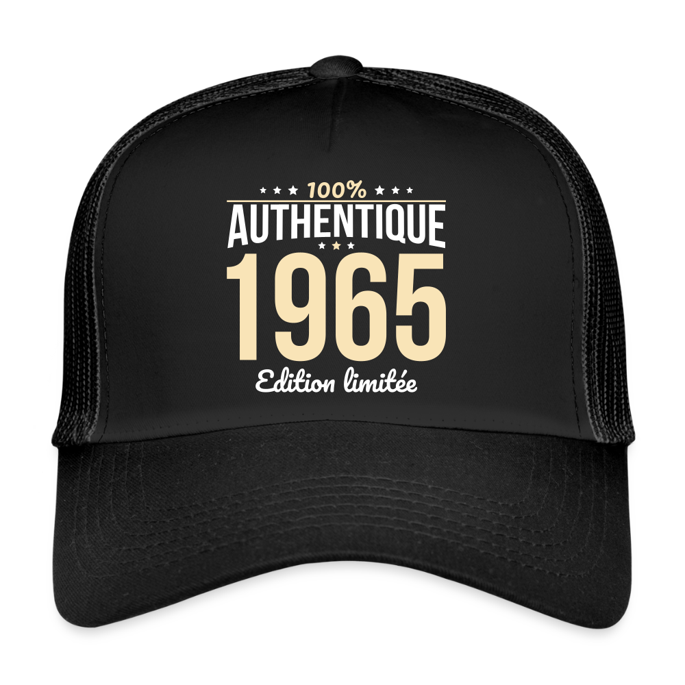 Casquette Trucker - Anniversaire 60 Ans - 100% Authentique 1965 - noir/noir