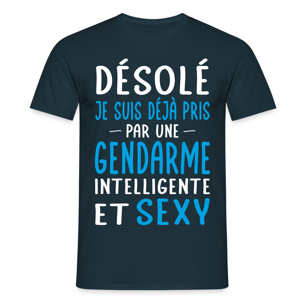 T-shirt Homme - Je suis pris par une gendarme intelligente et sexy - marine