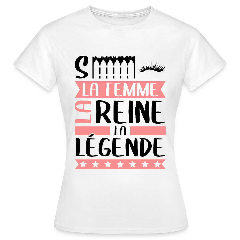 T-shirt femme coloris clair Cécile en rébus – La femme, la reine, la légende - blanc