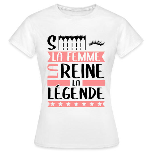 T-shirt femme coloris clair Cécile en rébus – La femme, la reine, la légende - blanc