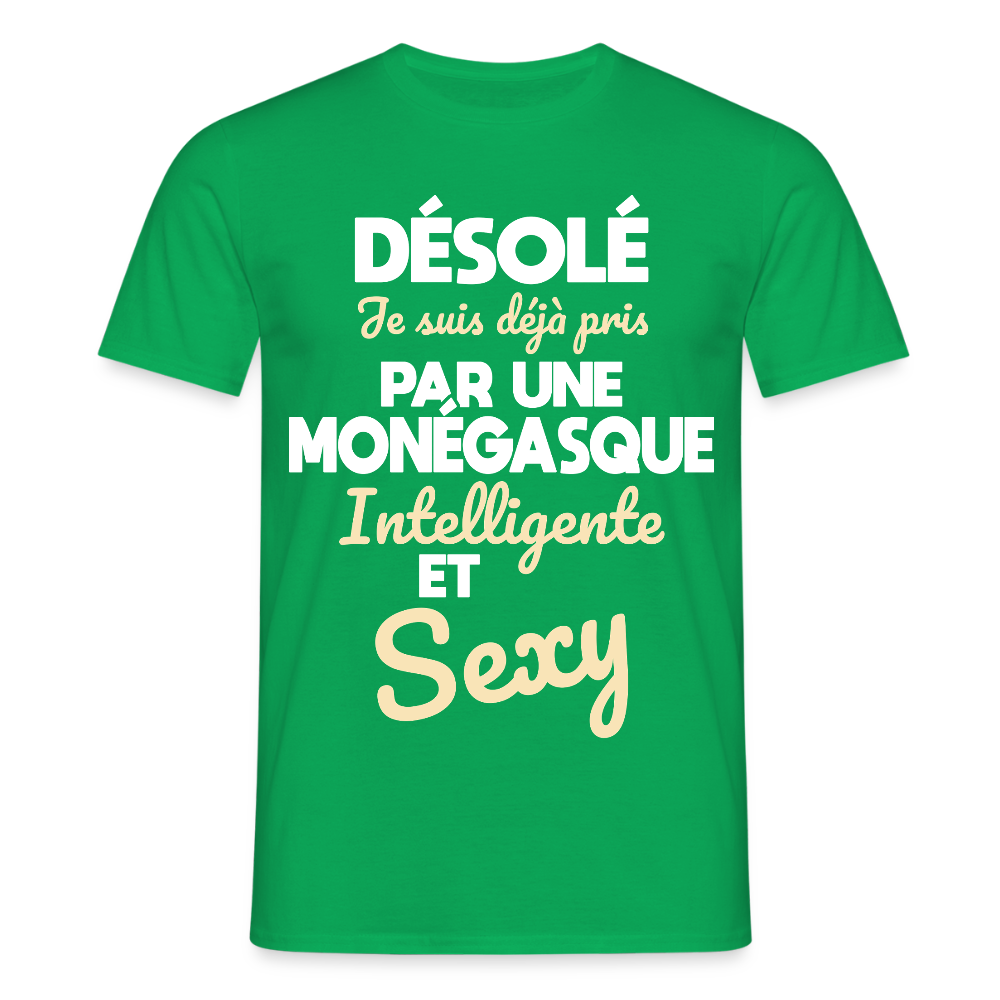 T-shirt Homme -  Je suis déjà pris par une Monégasque intelligente et sexy - vert