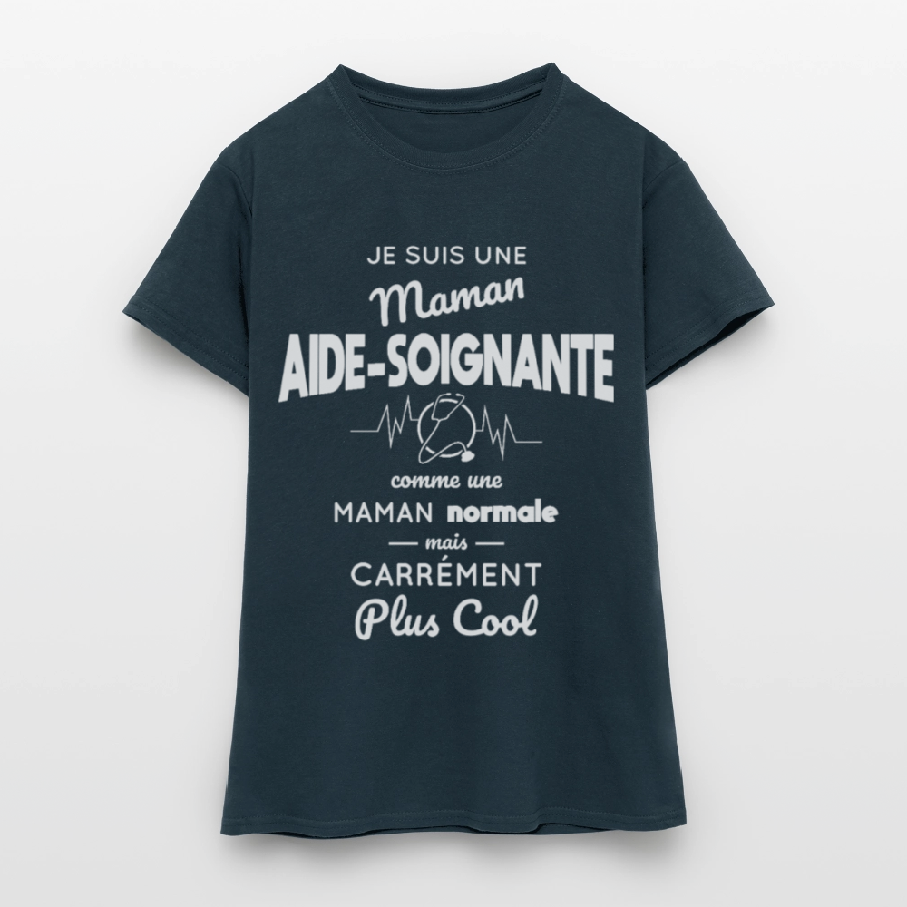 T-shirt Femme - Maman aide-soignante plus cool - marine
