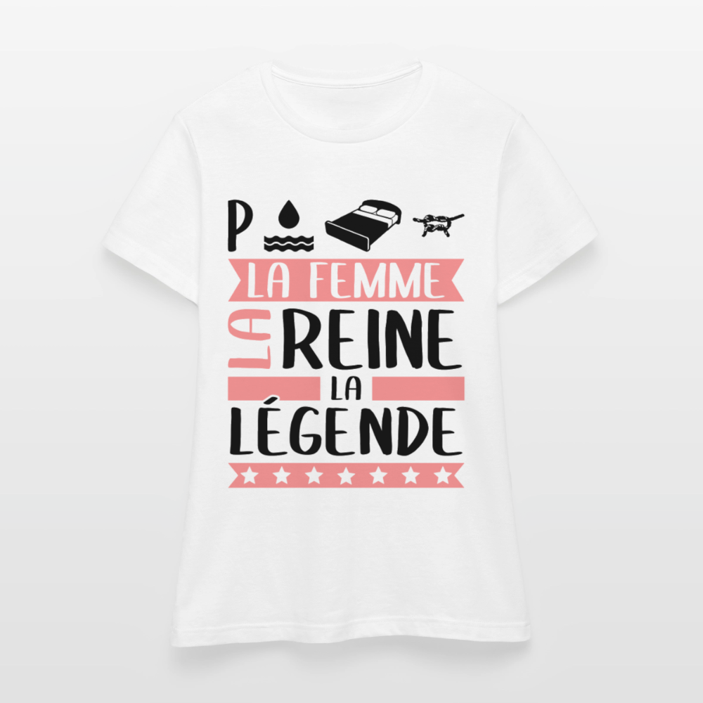 T-shirt femme coloris clair Pauline rébus – La femme, la reine, la légende - blanc