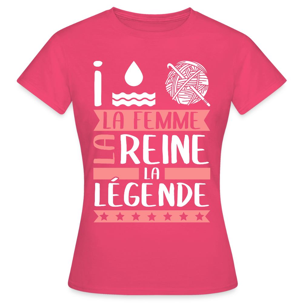 T-shirt femme Yolaine rébus – La femme, la reine, la légende - rose azalée