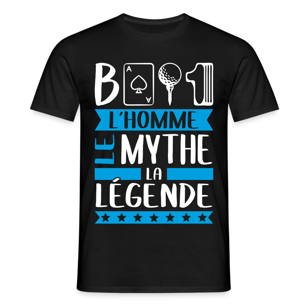 T-shirt homme Bastien rébus – L’homme, le mythe, la légende - noir