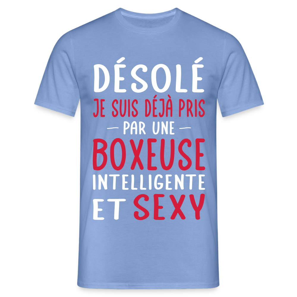 T-shirt Homme - Je suis déjà pris par une boxeuse intelligente et sexy - carolina blue
