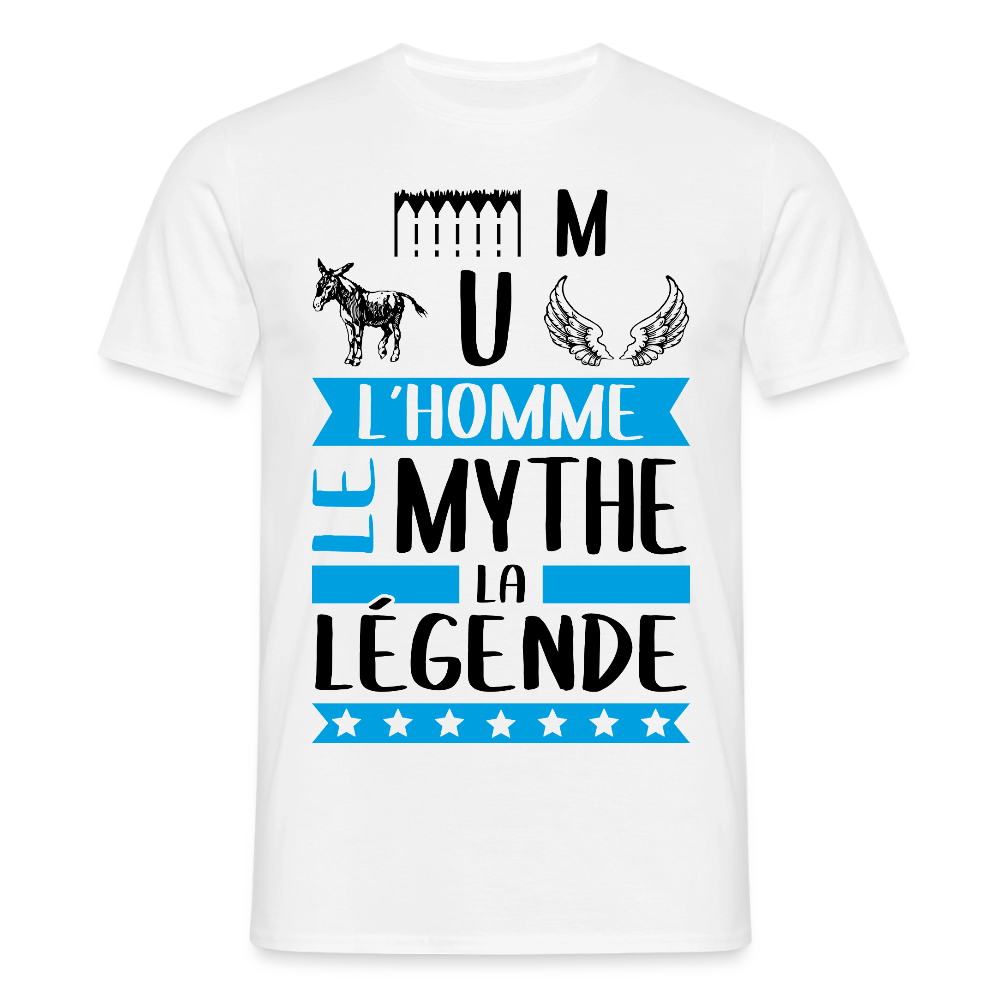 T-shirt homme coloris clair Emmanuel rébus – L’homme, le mythe, la légende - blanc