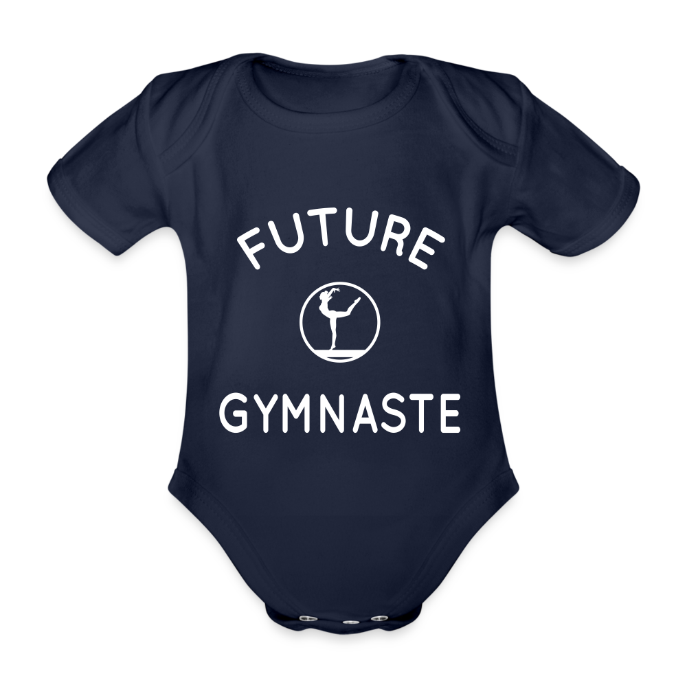 Body Bébé bio manches courtes - Future gymnaste - marine foncé