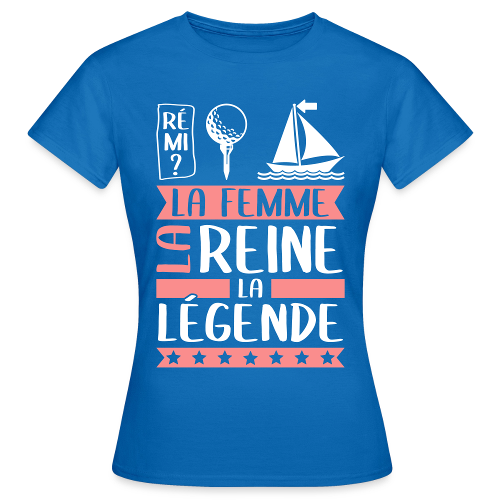 T-shirt femme Fatima rébus – La femme, la reine, la légende - bleu royal