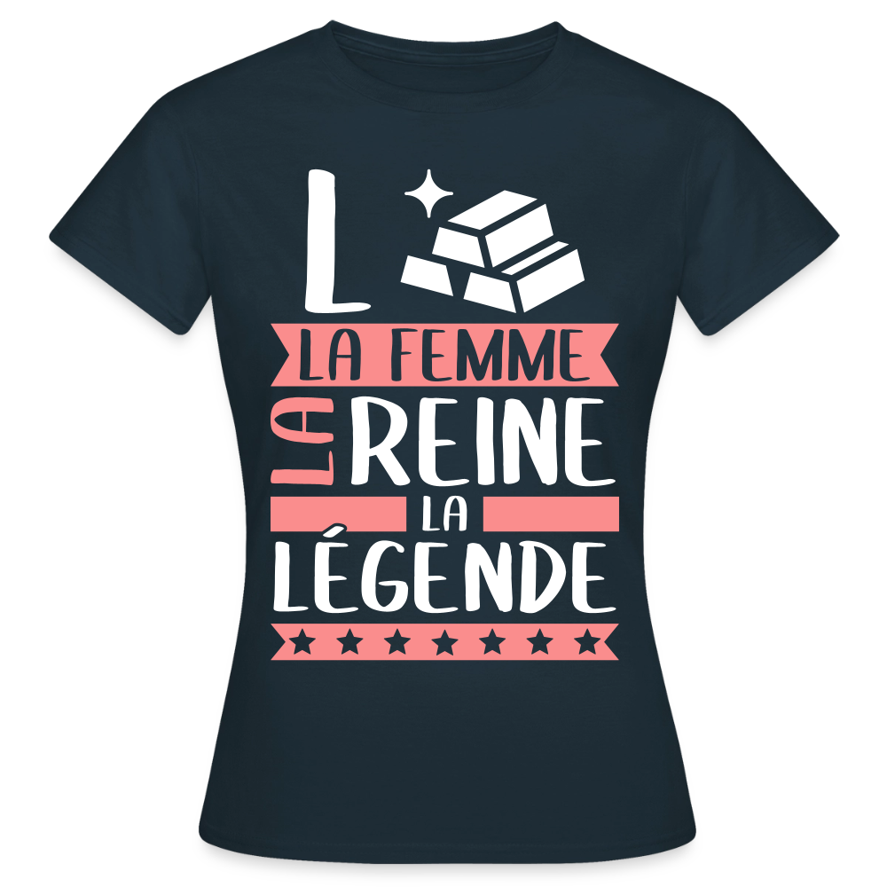 T-shirt femme Laure rébus – La femme, la reine, la légende - marine