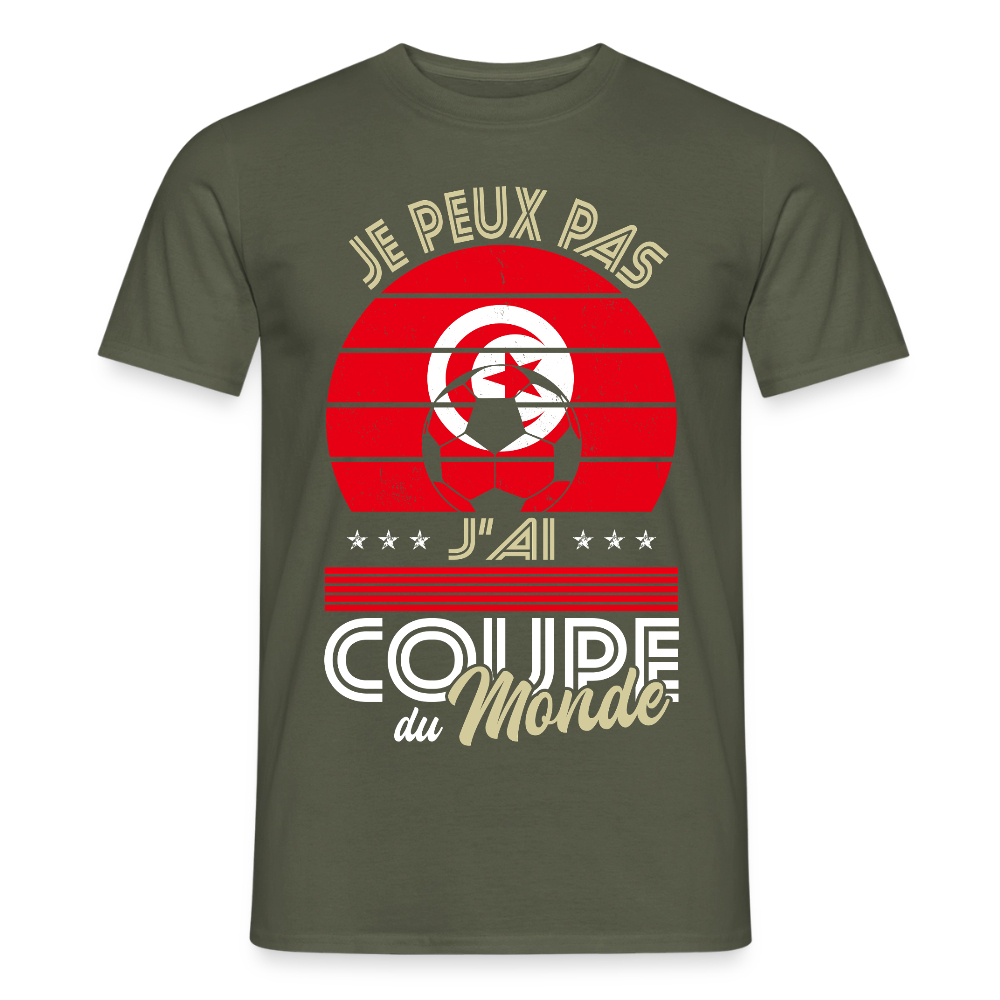 T-shirt Homme - Je peux pas j'ai Coupe du Monde - Tunisie - vert militaire