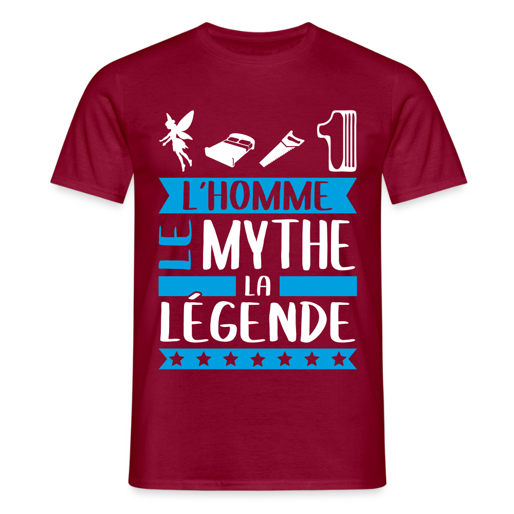 T-shirt homme Félicien rébus – L’homme, le mythe, la légende - rouge brique