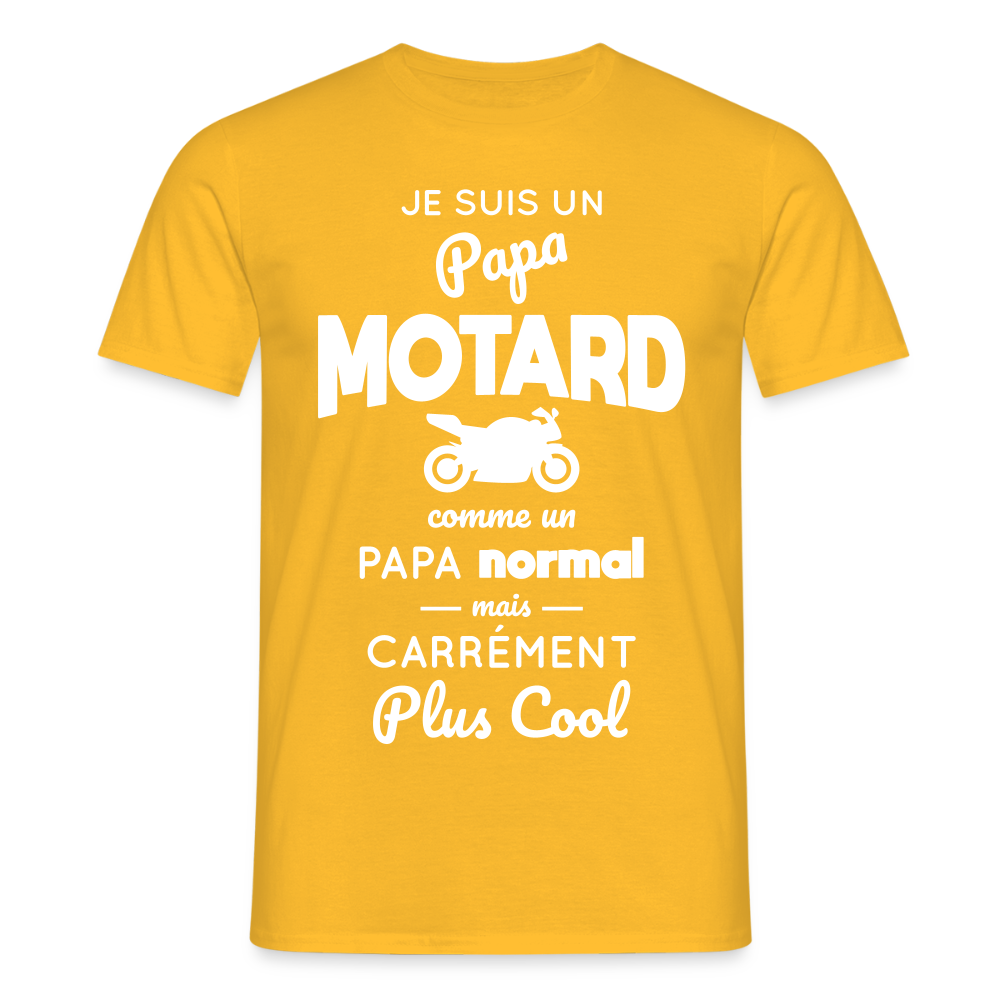 T-shirt Homme - Papa motard plus cool - jaune