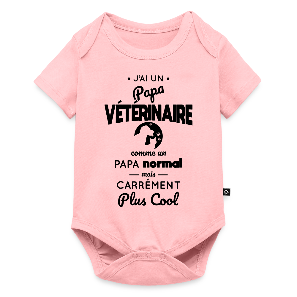 Body Bébé bio manches courtes - J'ai un papa vétérinaire - rose