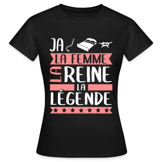 T-shirt femme Jacqueline rébus – La femme, la reine, la légende - noir