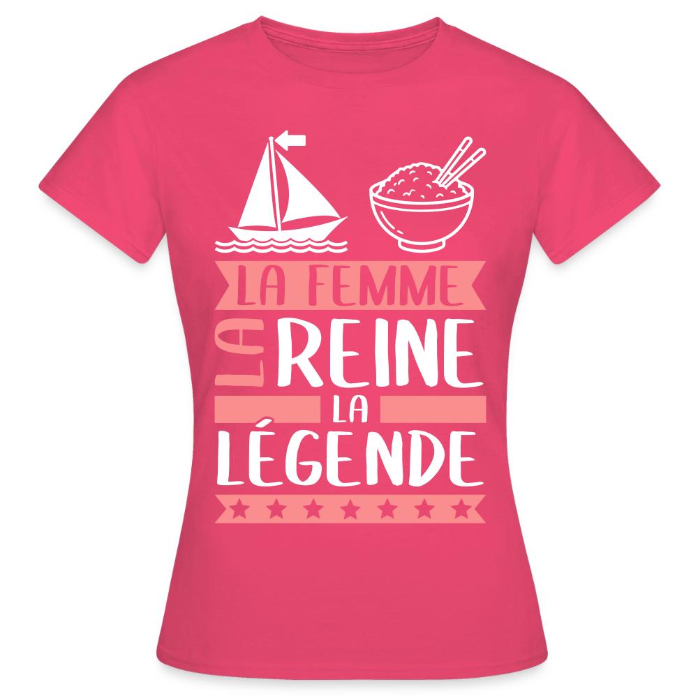 T-shirt femme Marie rébus – La femme, la reine, la légende - rose azalée
