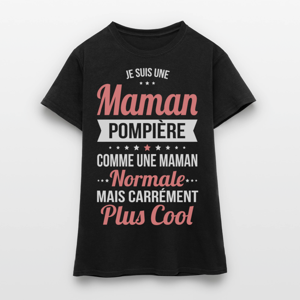 T-shirt Femme - Maman pompière plus cool - noir