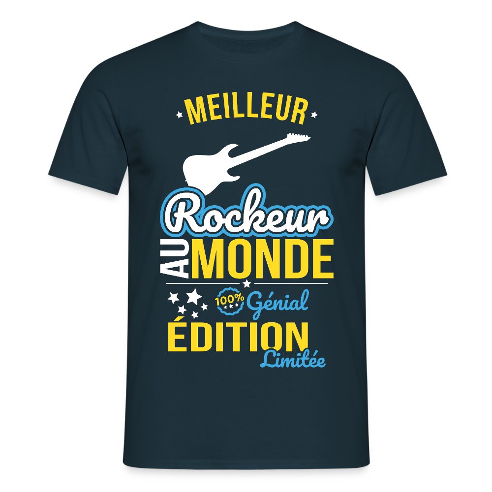 T-shirt Homme - Meilleur Rockeur au monde - 100% génial - marine