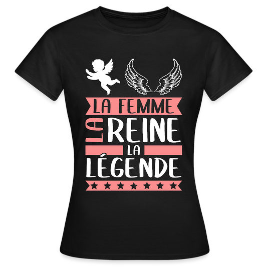 T-shirt femme Angèle rébus – La femme, la reine, la légende - noir