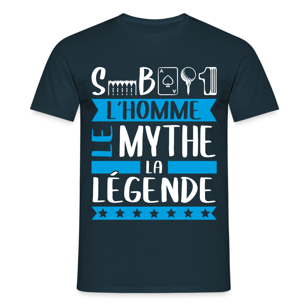 T-shirt homme Sébastien rébus – L’homme, le mythe, la légende - marine