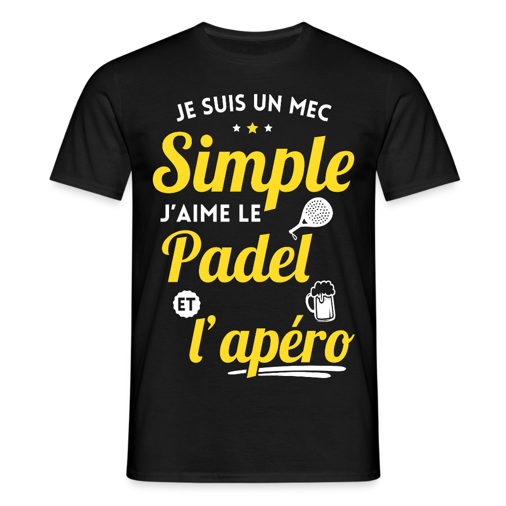 T-shirt Homme - J'aime le  padel et l'apéro - noir