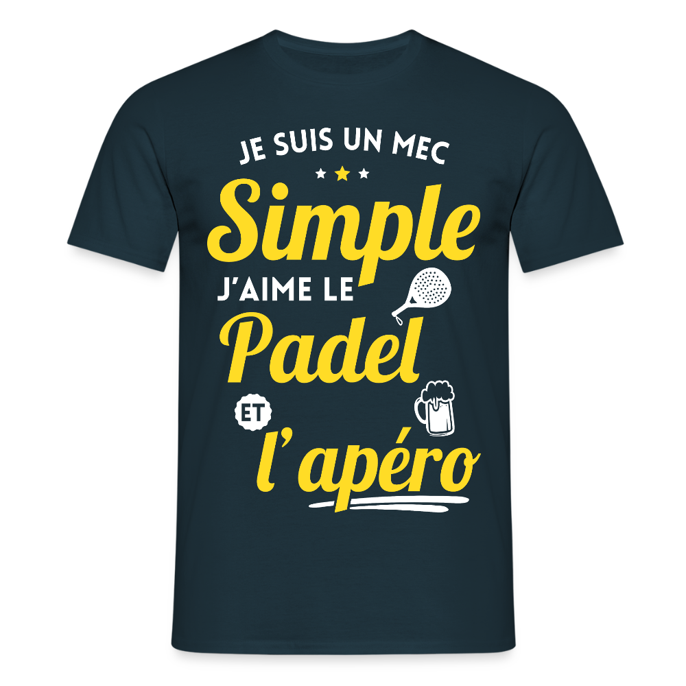 T-shirt Homme - J'aime le  padel et l'apéro - marine