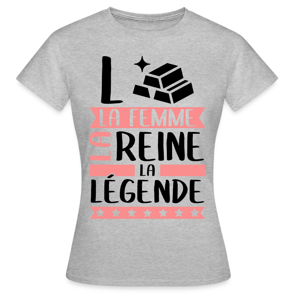 T-shirt femme coloris clair Laure rébus – La femme, la reine, la légende - gris chiné