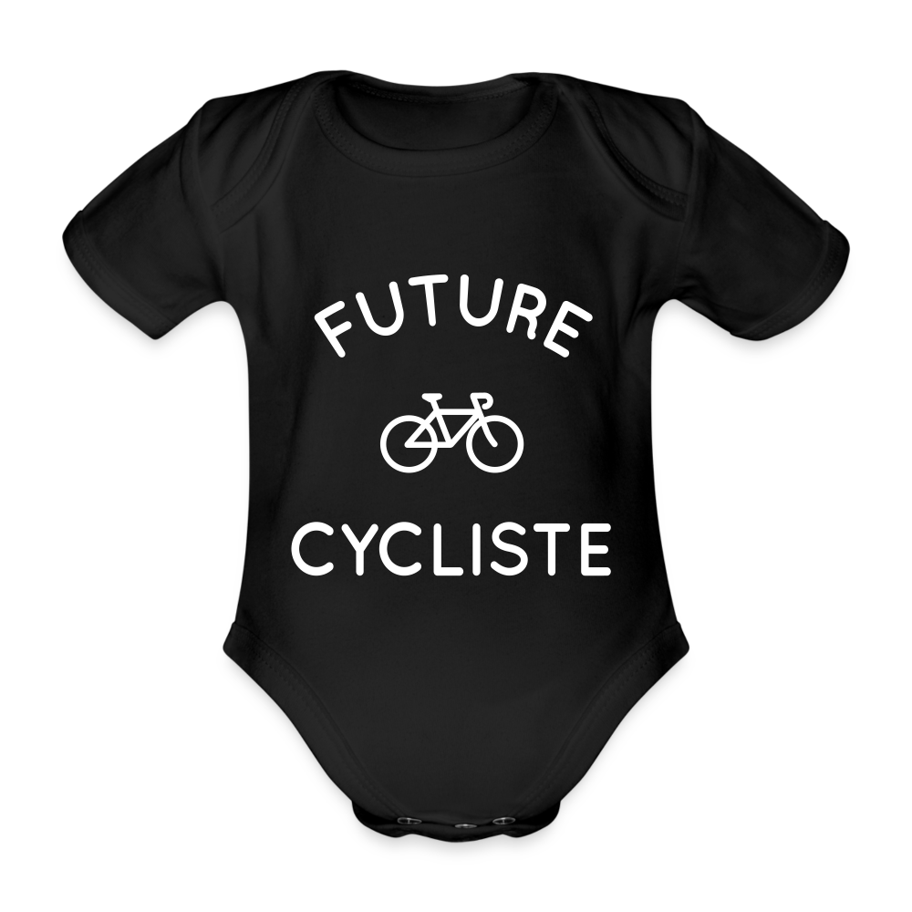 Body Bébé bio manches courtes - Future cycliste - noir