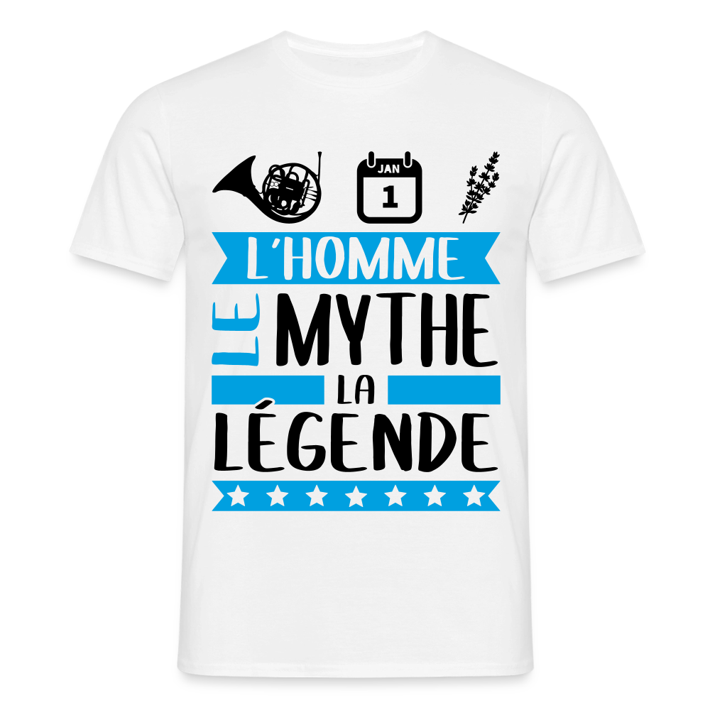 T-shirt homme coloris clair Corentin rébus – L’homme, le mythe, la légende - blanc