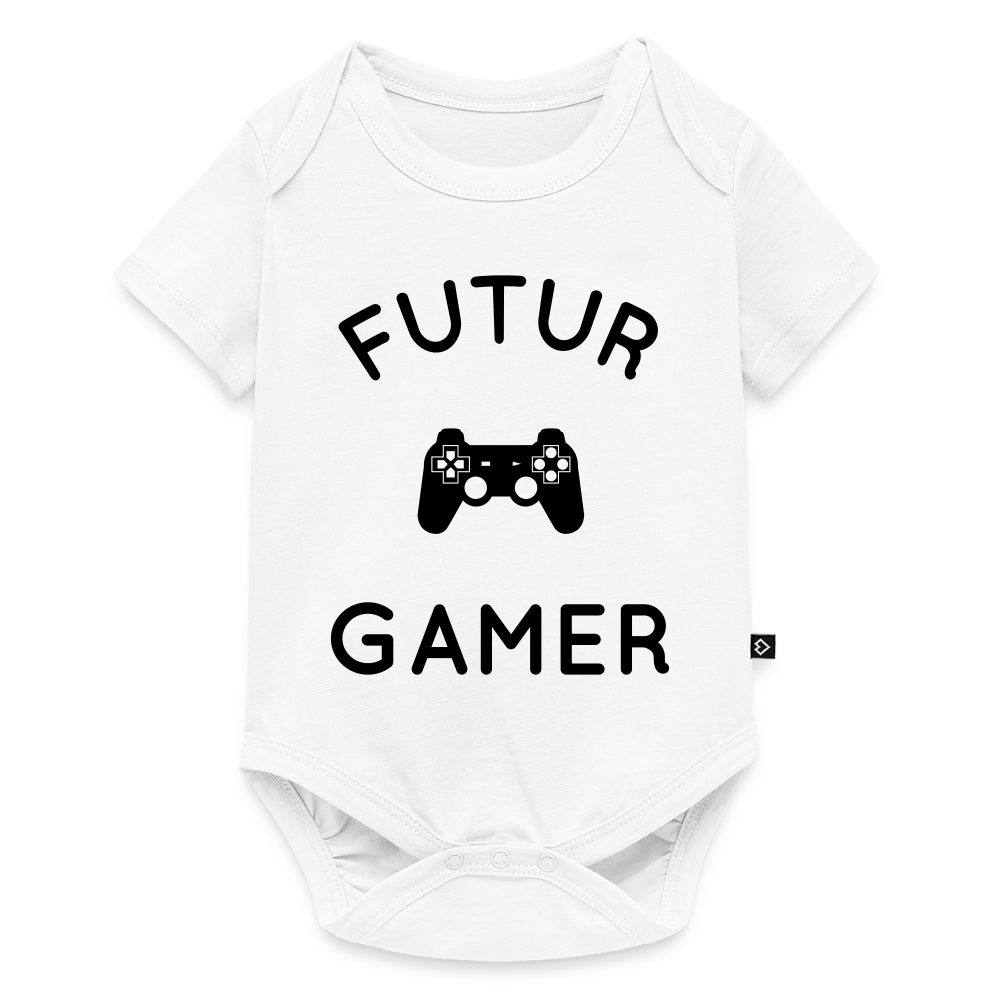 Body Bébé bio manches courtes - Futur gamer - blanc