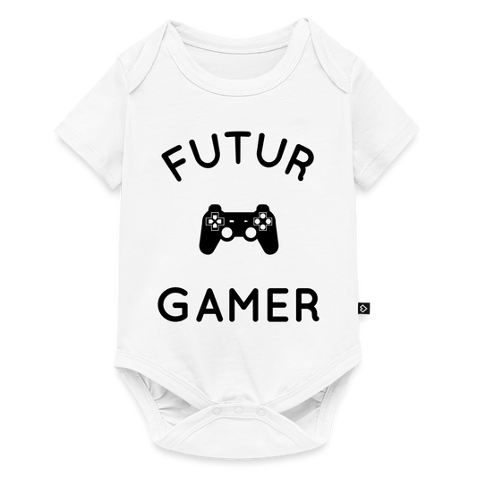 Body Bébé bio manches courtes - Futur gamer - blanc