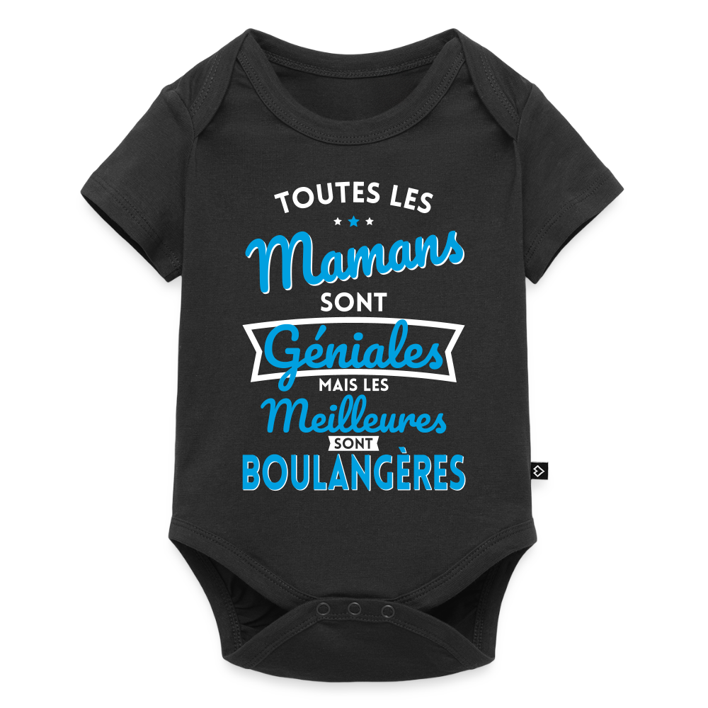 Body Bébé bio manches courtes - Mamans géniales - Les meilleures sont boulangères - noir
