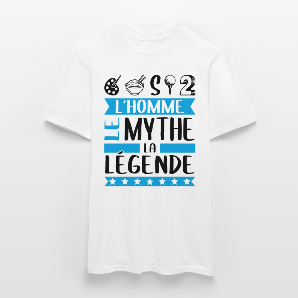 T-shirt homme coloris clair Aristide rébus – L’homme, le mythe, la légende - blanc