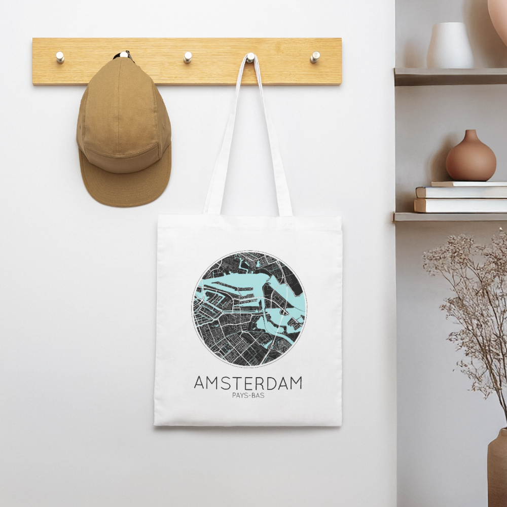 Tote Bag Amsterdam Bio Coloris Clair – Plan d’Amsterdam - blanc