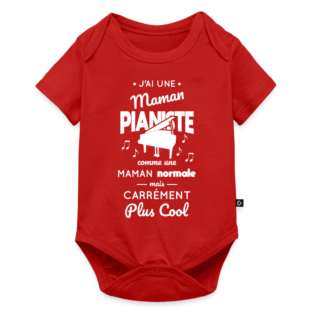 Body Bébé bio manches courtes - J'ai une maman pianiste - rouge