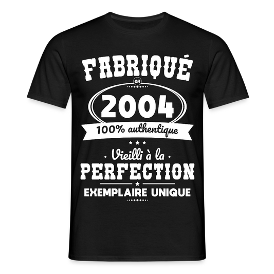 T-shirt Homme - Anniversaire 21 Ans - Fabriqué en 2004 - noir