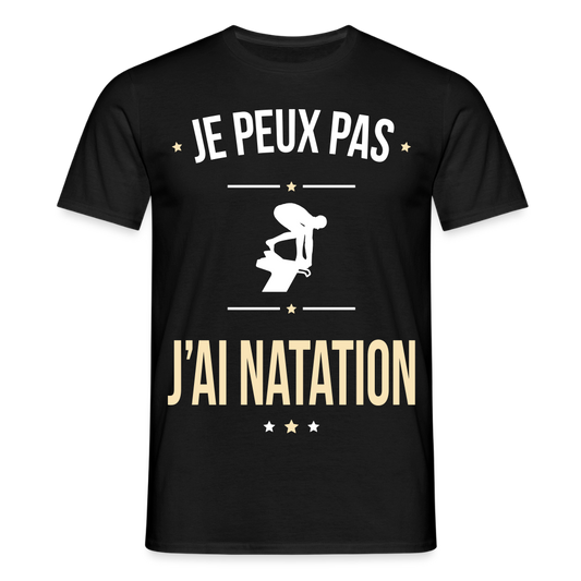T-shirt Homme - Je peux pas j'ai Natation - noir