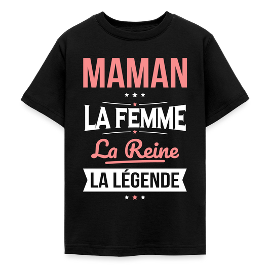 T-shirt ado motif rose - Maman, femme, reine, légende - noir