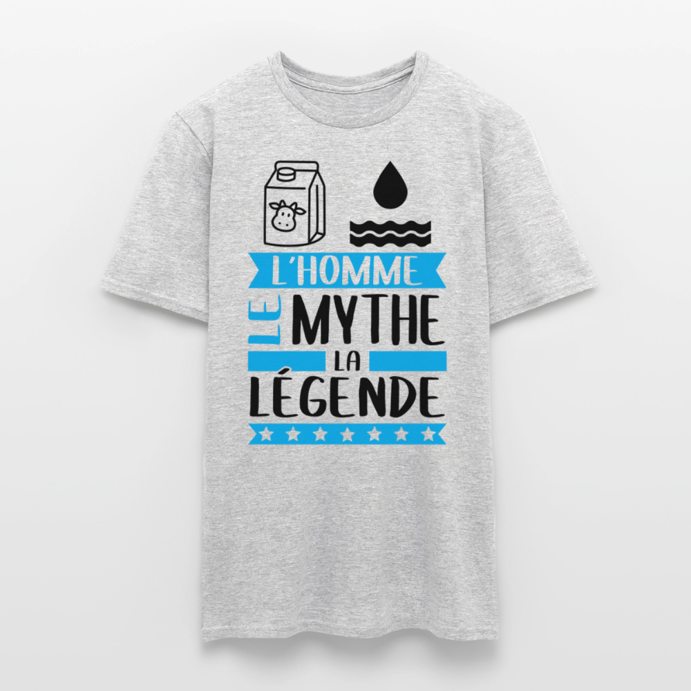 T-shirt homme coloris clair Léo en rébus – L’homme, le mythe, la légende - gris chiné