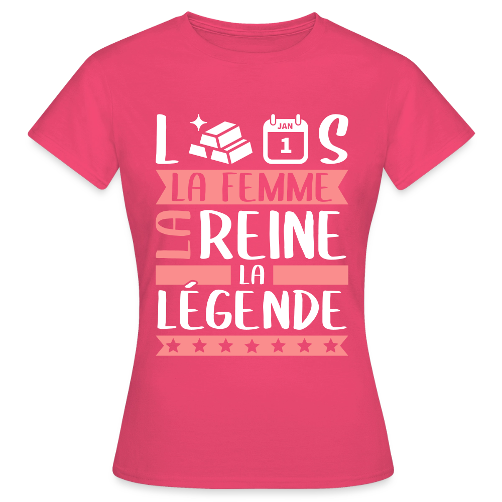 T-shirt femme Laurence rébus – La femme, la reine, la légende - rose azalée