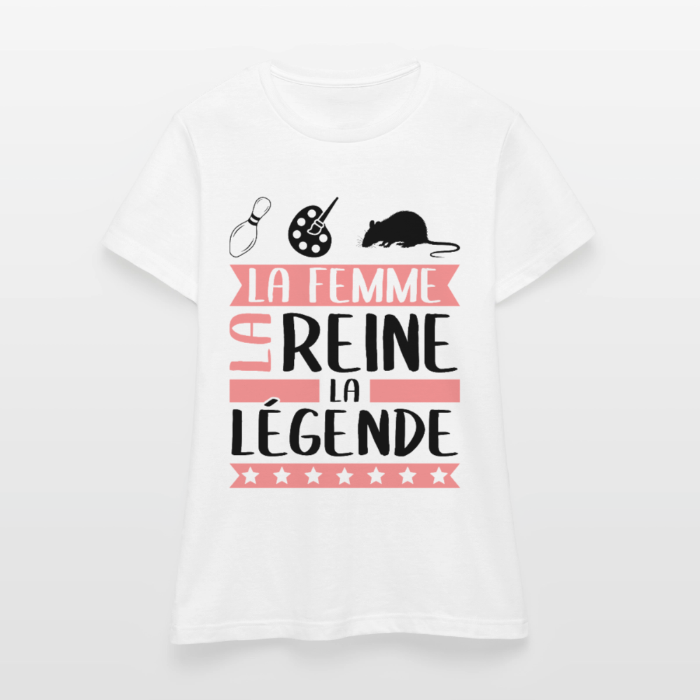 T-shirt femme coloris clair Chiara en rébus – La femme, la reine, la légende - blanc