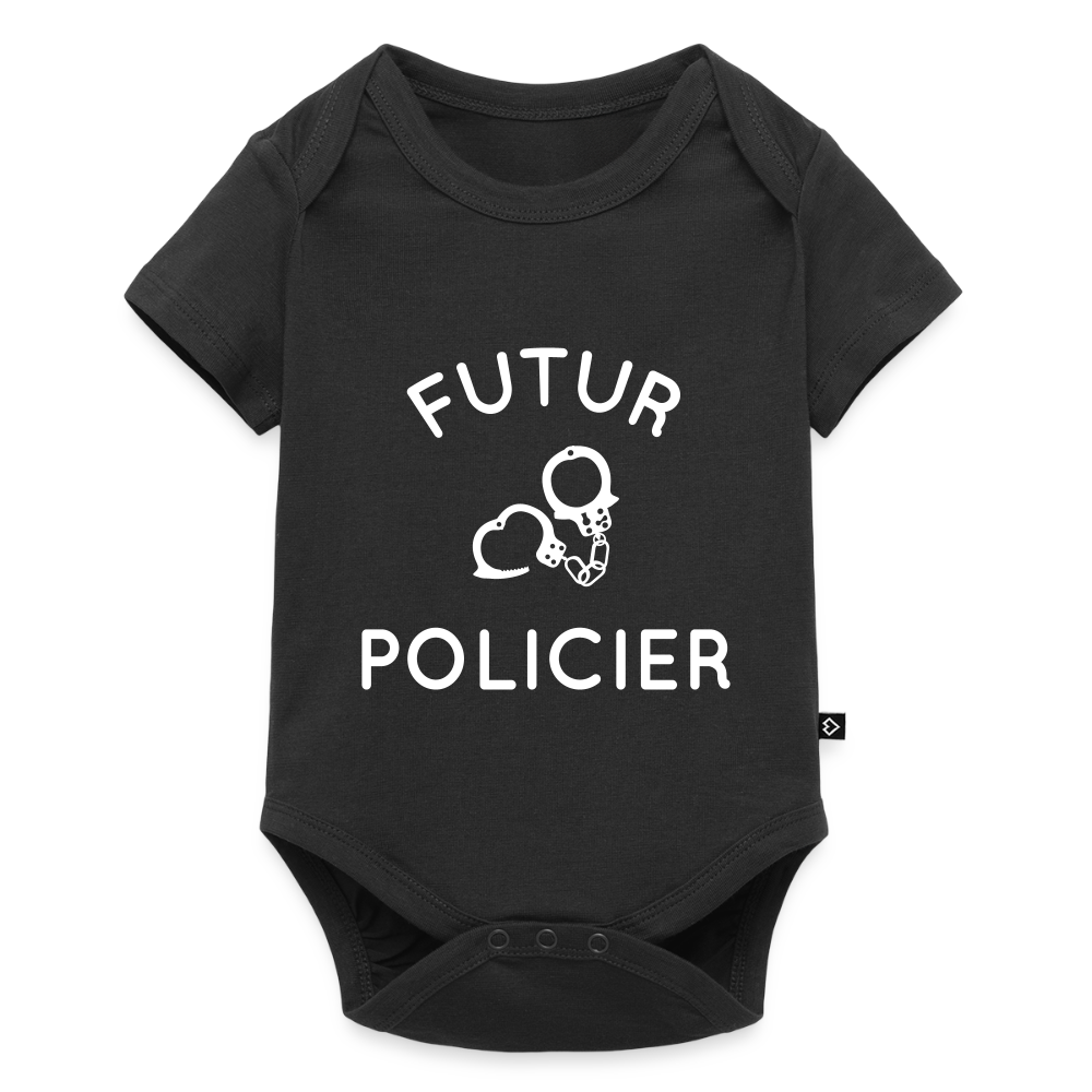 Body Bébé bio manches courtes - Futur policier - noir